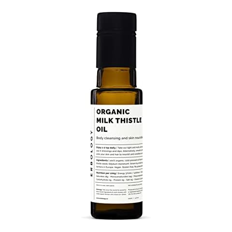 100% Organic Milk Thistle Oil 100ml - Cold-Pressed - Premium Quality - High in Vitamin E - Detoxifying - Straight from Farm - Non GMO - No Additives or Preservatives - Recyclable Glass Bottle Cover