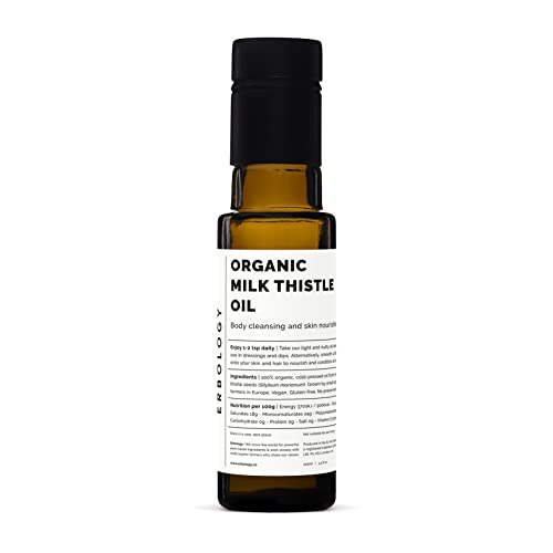 Erbology Organic Milk Thistle Oil 3.4 fl oz - Cold-Pressed - High in Vitamin E - Detoxifying - Straight from Farm - Non GMO - No Additives or Preservatives - Recyclable Glass Bottle
