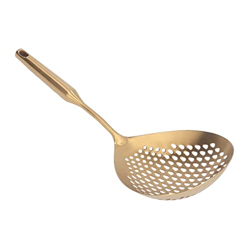 Atyhao Skimmer Ladle, Kitchen Strainer 304 Stainless Steel Food Grade Long Handle Large Skimmer Spoon for Kitchen(Gold)