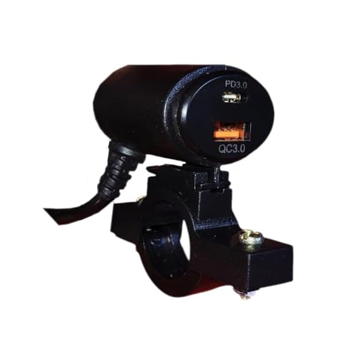 Bike USB Charger, 33W PD Type-C & 22.5W QC3.0, Handlebar Mount, Weather-Protected, Black