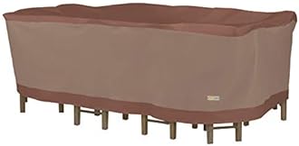 DUCKCOVERS Ultimate Waterproof Rectangular/Oval Patio Table with Chairs Cover, 107 Inch