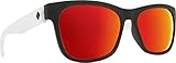 SPY Optic Sun Downer, Square Sunglasses, Color and Contrast Enhancing Lenses, Matte Black/Matte Crystal - Red Spectra Mirror Lenses