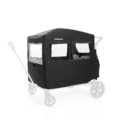 Image of WONDERFOLD Cold Weather Shield Stroller Cover for Winter Made of Premium Breathable Cationic Fabric Filled with Cotton for Warmth, Hook-and-Loop Window Openings (Fits Only X4 & X4M)