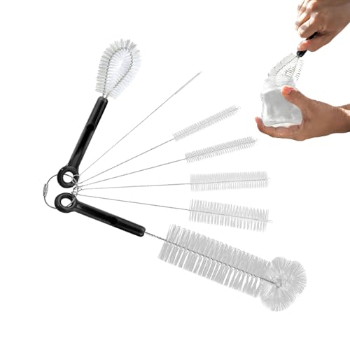 Ensemble de brosses pour biberon, kit de brosse pour bébé, nettoyeur de paille, poils flexibles, têtes multitailles, 30,5 x 4,9 cm, idéal pour tasses, bocaux, tasses de voyage, équipement de café