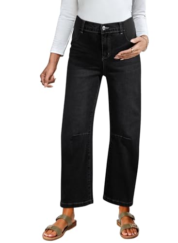 BLENCOT Women's Maternity Stretch Wide Leg Jeans