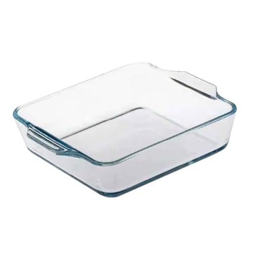 Sewroro Fuente de Vidrio para Hornear Microondas y Horno 08L Bandeja Resistente al Calor Transparente para Tartas y Asados Uso Diario y Reuniones Familiares