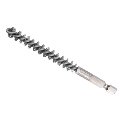 Image of Bore Brush, 10mm Dia 75mm Length, Stainless Steel Twisted Cleaning Wire Brushes with 1 /4 inch Hex Shank - (Applications: for Power Drill)