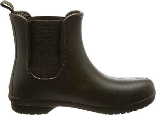 Crocs Women's Freesail Chelsea Ankle Rain Boots Water Shoes, Dark Camo Green, 6