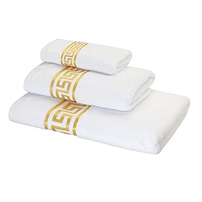 Belle Arti Premium Mäander Handtücher Duschtücher Gästetücher Flauschige Frottee Baumwolle (50 x 100 cm, Weiss) – Bild 6