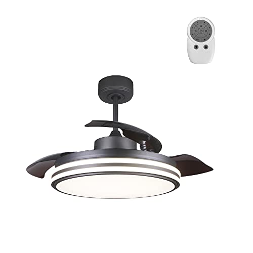 Wonderlamp - Deckenventilator mit LED-Licht, dimmbar, Schwarz, leise, klappbaren Flügeln, W-V000058 Cover