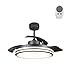 Wonderlamp - Deckenventilator mit LED-Licht, dimmbar, Schwarz, leise, klappbaren Flügeln, W-V000058