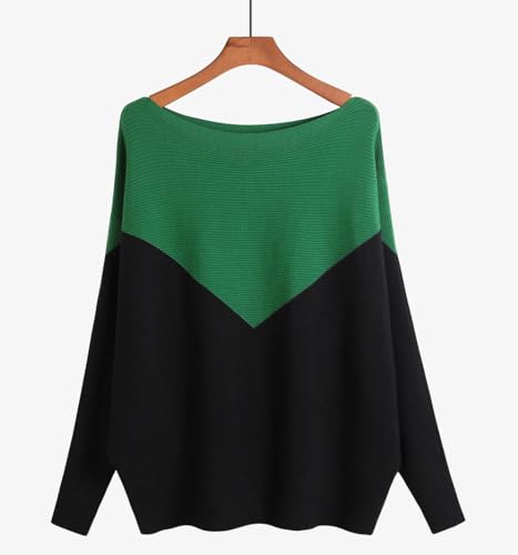 Image of EDSTAR Women Dolman Batwing Sleeves Knitted Sweaters Winter Boat Neck Pullovers Tops