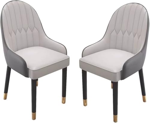 Image of Dream Furnishing - Set of 4 Dinning Chairs Elegant & Luxury Looks Strong Metal Frame Legs for Home Cafe Office Hotel (Dark Grey-Light Grey Set of 4)