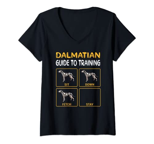 Womens Dalmatian Guide To Training Dog Obedience V-Neck T-Shirt, Black