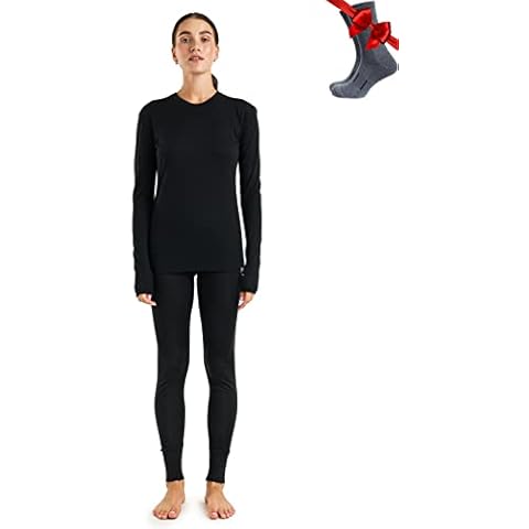 Conjunto de capa base de lana merino para mujer Merino.tech Lite 165 Black Set Cover