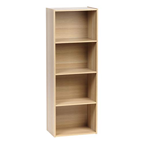 Image of IRIS USA 4 Tier Cube Bookshelf Storage Cubby Shelf, Bookcase, Light Brown
