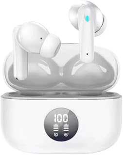 Wireless Earbuds, Bluetooth 5.3 Headphones In Ear with 4 ENC Noise Cancelling Mic, New Bluetooth Earbuds Mini Deep Bass Stereo Sound, 36H Playtime LED Display Wireless Earphones IP7 Waterproof