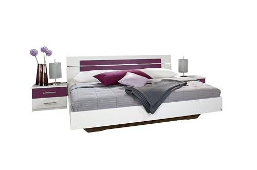 Rauch Meuble Burano Double avec 2, Blanc/mûre, système réglable Comprenant Tables de Chevet LxHxP...