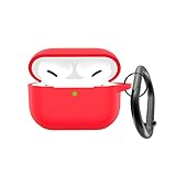AGAOSH Airpods Pro 第2世代ケースカバー ソフトシリコンスキンカバー 保護ケース キーチェーン付き Apple Airpods Pro 2ケース 2022 充電ケース レディース メンズ ガールズ [フロントLED可視] レッド