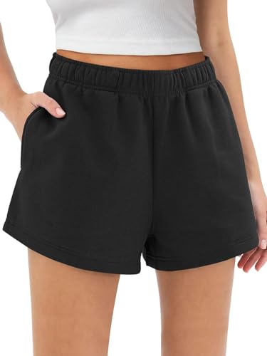 EUHOM Shorts Damen Sommer Kurze Hose Baumwolle Gym Sport Shorts High...