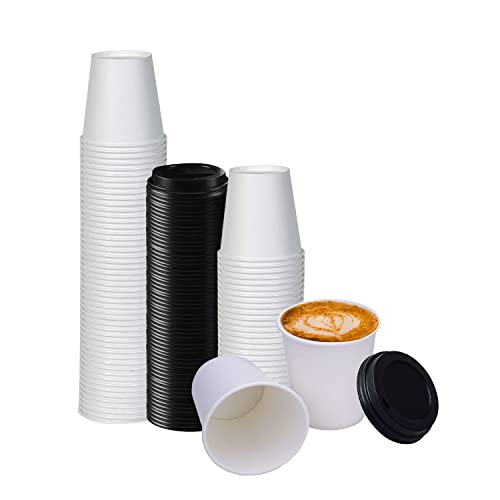 Smygoods Weiße Papierbecher mit Deckel, 284 ml, Kaffeetassen und Teetassen, 25 Stück Cover
