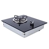 Single Gas Cooktop, 1 Burner LPG RV Caravan RV Cooktop Stove with Tempered Glass Lid, 1.8Kw Stainless Steel Single Countertop Gas Stove for Outdoor Apartments, Boat, Car, Camping