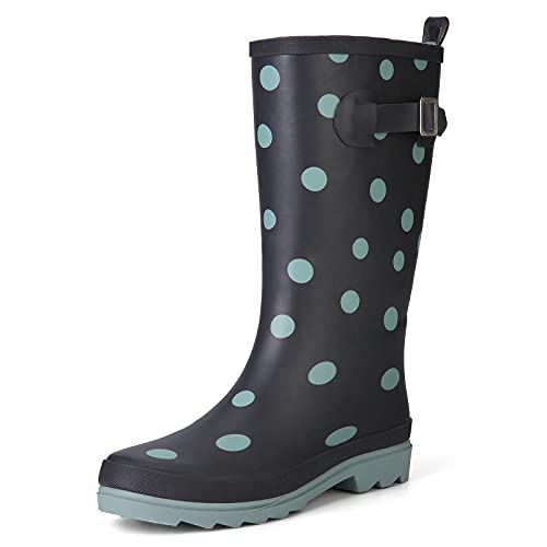 gracosy Botas Lluvia de Goma de Gama Media de Gracosa Zapatos de Trabajo Zapatos de Jardín Zapatos de Agua Punto Onda Lleno Línea Moda Linda Jardín al Aire Libre Antideslizante a Prueba Agua Cover