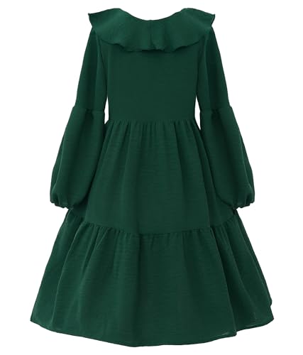Uhnice Girls Ruffled Tiered Dress Long Sleeves Loose Fit Casual Sundress2