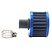 12mm Air Filter Cold Air Intake Filter Breather Turbo Vent Air Intake Filter Cleaner Blue Universal for car and Motorcycle (2pcs Air Filter)