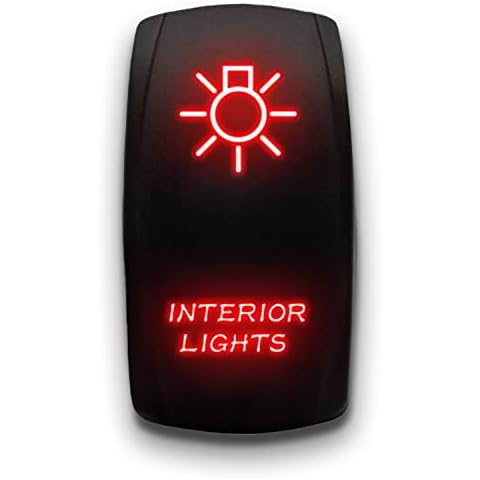 Interior Lights - Red - Laser Etched Toggle Switch 20A 12V - Vertical Rocker Switch 5-Pin DPST Cover