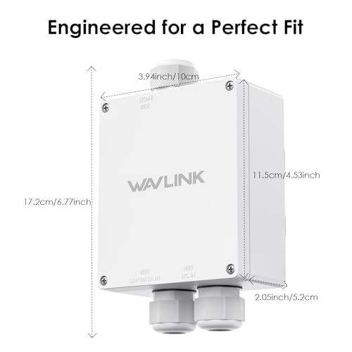 Image of Outdoor Waterproof Box for POE, WAVLINK IP67 Waterproof Plastic Enclosure | Designed for WAVLINK WN588HX3 /573HBE2 /WN573HX1 /WN573HX3 /WN573HP3 /572HP3 Etc, Includes Wall , Pole Mount Kit