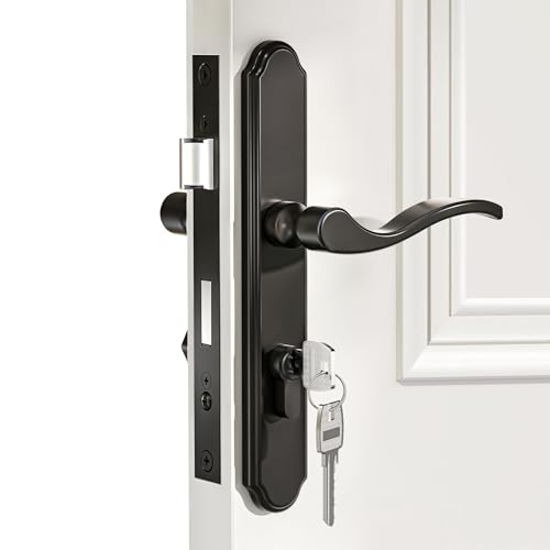 ORBIVOLTA Storm Door Handle Complete Set Fit Screen and Storm Door Handle Replacement Part with Lock Cylinder and Key 2-1/2 Handle PZ Matte Black