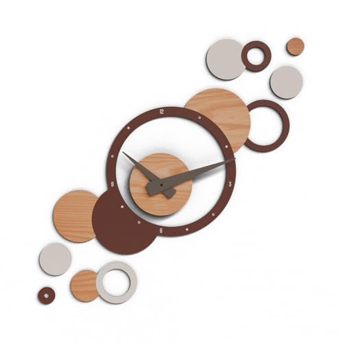 Giallobus - Orologio da Parete Adesivo Modulare Geotime - Bubbles - Legno Mdf - Geotime - 13B_Elm - Orologio da parete moderno - Numeri adesivi 3d - Costruzione modulare