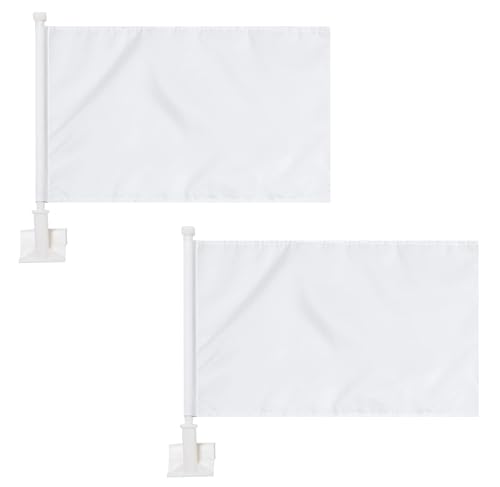 Kind Girl 2 Pack White Car Flags, 16 x 10 Inches, Double Sided, Suitable for Car, Home, Room, Garden, Office, Boat, Entryway