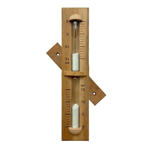 Sauna Sand Timer 15 Minute Red Cedar Sauna Hourglass Heat-Resistant 360 Rotating Wooden Sand Clock Wall-Mounted Sauna Accessories for Infrared & Traditional Sauna SPA