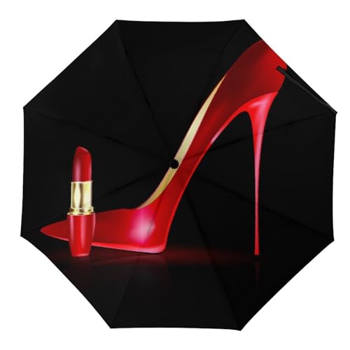 Parapluie automatique compact robuste avec motif cochon et noeud