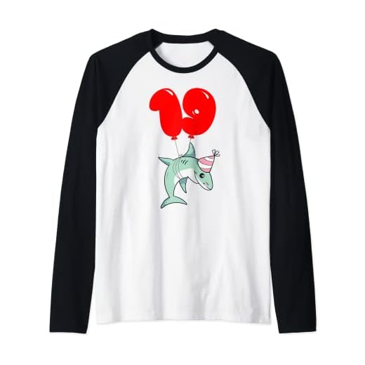 Lindo tiburón - 19 Cumpleaños - Fiesta De Globos Camiseta Manga Raglan