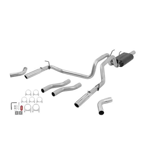 Flowmaster 817424 American Thunder Cat-Back Exhaust Kit Dual 2.5 Inch Tailpipes Stainless Steel 3 Inch Polished Stainless Steel Tips Compatible with 2006-2008 Dodge Ram 1500 4.7L