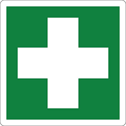 COLORE: Verde su fondo bianco pubblimania Adesivo Cassetta Pronto Soccorso PVC Resistente per Esterno e Interno cm 12x12 (Cassetta Pronto Soccorso)