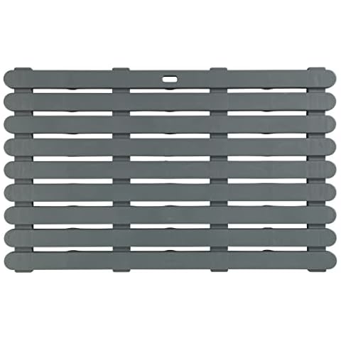 WENKO Badematte Indoor & Outdoor Grau, 50 x 80 cm - Badematte, Bodenrost für Dusche, Bad, Pool, Sauna mit rutschhemmender Struktur Cover