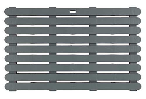 WENKO Caillebotis de bagnoire gris - Tapis de bain, caillebotis pour la douche, salle de bain, pool, sauna, avec structure antidérapante, Plastique, 80 x 3 x 50 cm, Gris