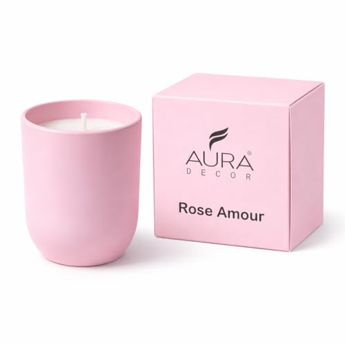 Image of AuraDecor Luxury Scented Candles, Rose Amour, Emerald Dawn, Celeste Tide, 35-40 Hours Burn Time, Luxury Soy Blend, Aromatherapy Home Fragrance Collection (All 3)