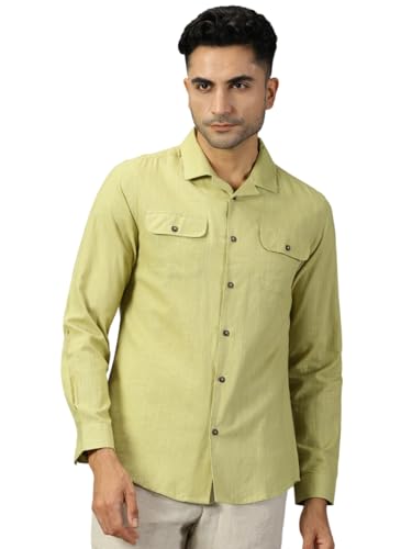 Image of Thomas Scott Men's | Solid | Full Sleeve | Regular Fit | 100% Cotton | Double Flap Pocket | Spread Collar | Casual Shirt
