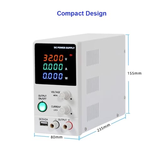 Image of 30V 10A Adjustable DC Power Supply, 300W Variable Switching Regulated Power Supply with Rotary Encoder Control, 5V2A USB Interface,Digital LED Display, for Lab Electronics, LED Testing, DIY Projects