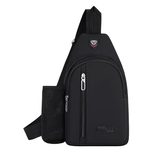 Bandolera con soporte para botellas de agua para hombre y mujer, mochila de bicicleta ligera (negro, talla única)
