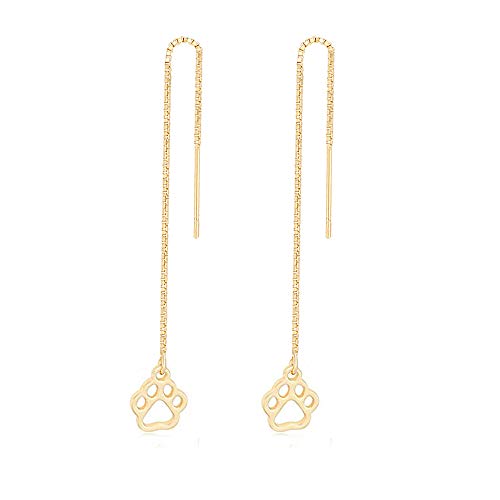 Tiny Puppy Paw Print Dangle Threader Earrings for Cat Dog Lovers Gifts