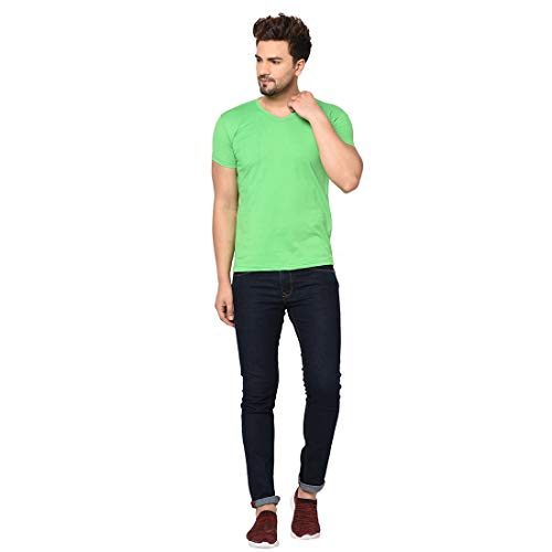 Image of Men's Cotton Blend Half Sleeve V Neck Tshirt