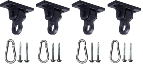 Image of ABUSA Heavy Duty Black Swing Hangers Screws Bolts Included Over 5000 lb Capacity Playground Porch Yoga Seat Trapeze Wooden Sets Indoor Outdoor 4 Pack