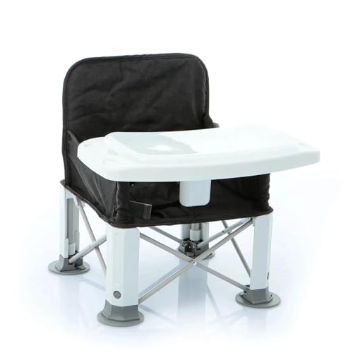 ebebek baby plus Picnic Booster Highchair | Highchair Portable Seat Chair | Compact Fold with Straps for Indoor Outdoor Use | Foldable High Chair Toddler Seat for Eating 47 x 45,5 x 40 cm (Dark Grey)