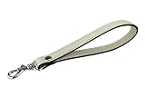 VanEnjoy Genuine Leather Keychain Wristlet Keychain Strap for Wallet Purse Clutch Cellphone Wristlet Key(Gun-Shape Lock,Beige-Silver Metal)
